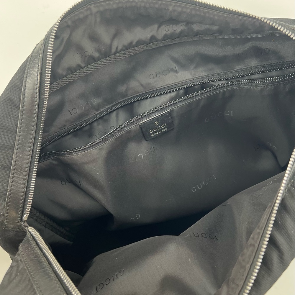 Gucci Black/Silver Nylon & Leather Work Travel Shoulder Bag, Authentic - Picture 10 of 17